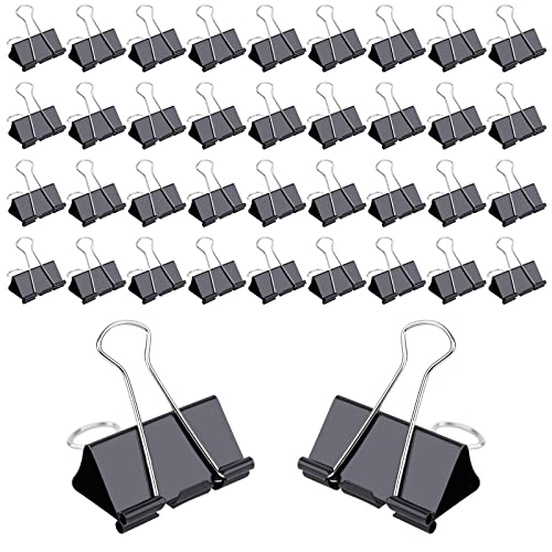 V-chen 144 Pcs Binder Clips 1Inch Medium Paper Clamps for Document Clamp File Wide Metallic Office School and Home SuppliesBlack - Image 1