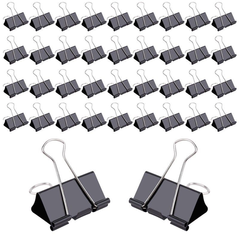 V-chen 144 Pcs Binder Clips 1Inch Medium Paper Clamps for Document Clamp File Wide Metallic Office School and Home SuppliesBlack - Image 2