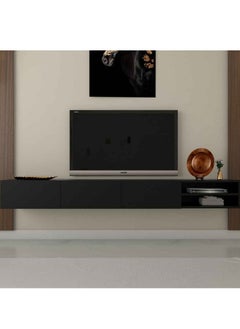 هاوس ون طاولة TV | خزانة تلفزيون MDF حديثة بسعة تخزين كبيرة مناسبة لأثاث غرفة المعيشة - أسود - 23x42x200 سم  - Image 1