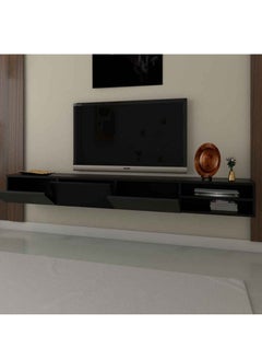 هاوس ون طاولة TV | خزانة تلفزيون MDF حديثة بسعة تخزين كبيرة مناسبة لأثاث غرفة المعيشة - أسود - 23x42x200 سم  - Image 2