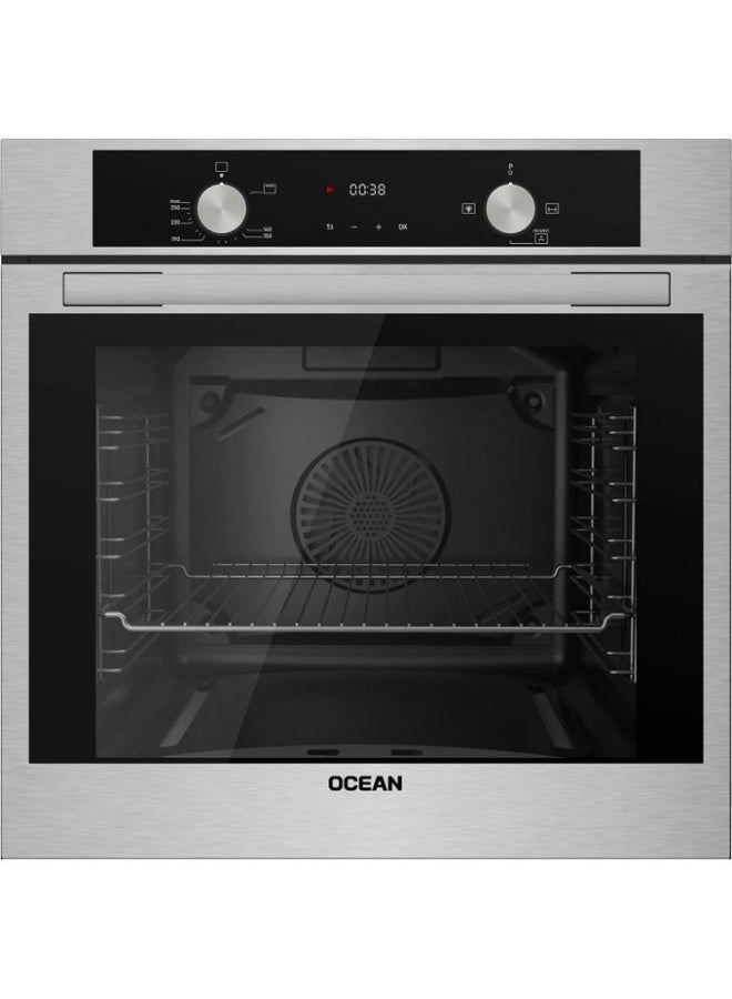 Ocean OOGR65IBECF2SVC, Built‑in Digital Gas Oven with Grill, 60 cm, 69 Liters, Stainless Steel/Black Glass - Image 1