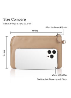 Tan Genuine Leather Wristlet Clutch Purses For Women, Cell Phone Wristlet Wallets Ladies Slim Corner Zipper Handbags, Small Leather Wristlet Wallets For Women With Wristlet Strap(Khaki) - pzsku/ZEDC722446EFED7D493DBZ/45/_/1735817496/3ccee6a8-93ed-4a65-8f02-6c818a238e82