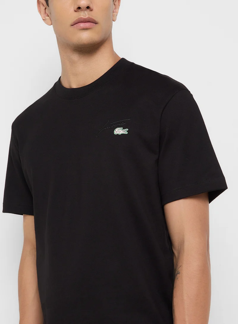 LACOSTE Embroidered Crew Neck T-Shirt