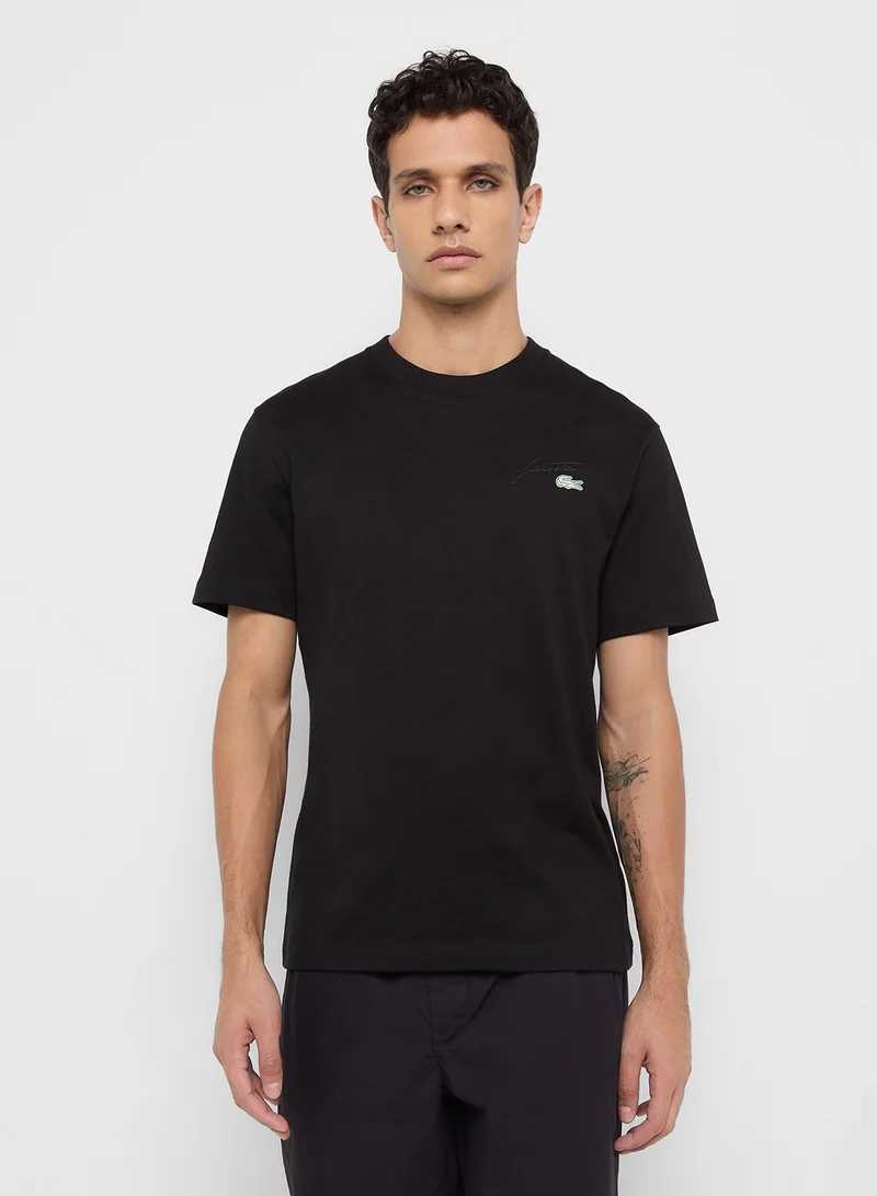 LACOSTE Embroidered Crew Neck T-Shirt