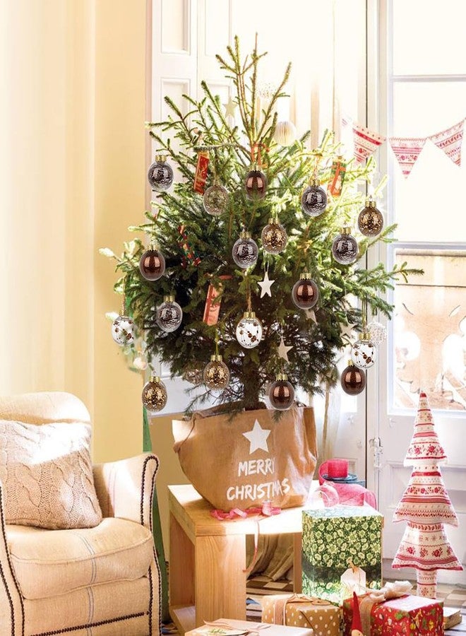 Briful 50mm/1.97" Shatterproof Clear Plastic Christmas Ball Ornaments Decorative Transparent Xmas Balls Baubles Set with Stuffed Delicate Decor Hanging Christmas Tree Ornaments(24 Counts, Brown) - Image 5