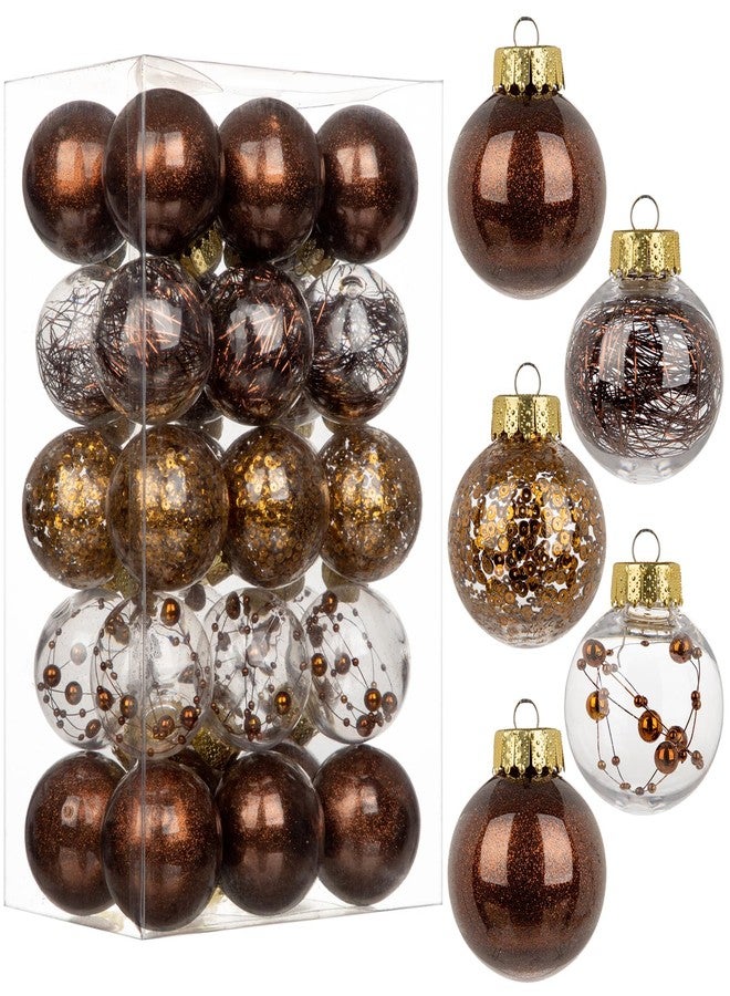 Briful 50mm/1.97" Shatterproof Clear Plastic Christmas Ball Ornaments Decorative Transparent Xmas Balls Baubles Set with Stuffed Delicate Decor Hanging Christmas Tree Ornaments(24 Counts, Brown) - Image 1