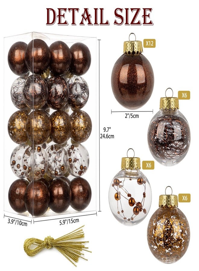 Briful 50mm/1.97" Shatterproof Clear Plastic Christmas Ball Ornaments Decorative Transparent Xmas Balls Baubles Set with Stuffed Delicate Decor Hanging Christmas Tree Ornaments(24 Counts, Brown) - Image 2