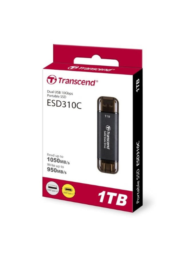 ترانسيند 11 Transcend 310C 1TB USB C & USB A External Portable SSD, Up to 1,050 MB/s,Black, for iPhone 15 pro max, MacBook, Ipad, Laptop and Desktop TS1TESD310C - Image 4