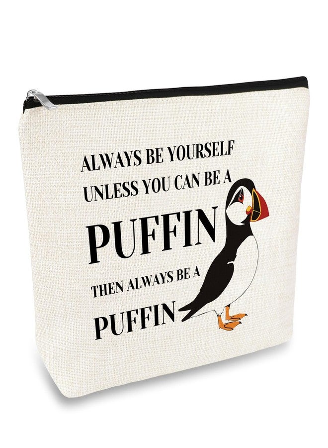 Mikela Puffin Gifts Puffin Bird Lover Gift Cosmetic Bag Animal Lover Gift for Women Makeup Bag Birdwatcher Gifts Seabird Gift Idea Christmas Birthday Graduation Gift for Daughter Friends Sister Travel Pouch - Image 1