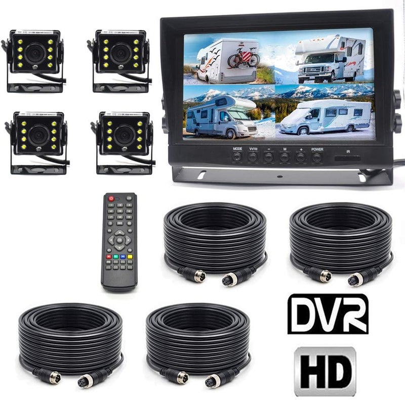 Padarsey Backup Camera System with 9'' Quad View Display and DVR Recording Function - Image 1