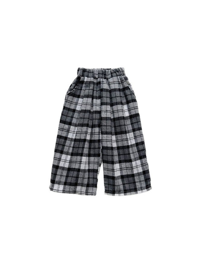 PLAID Pants Women Autumn Winter New Loose Drape Straight Leg Pants Retro Lazy Style Wide Leg Pants - Image 5