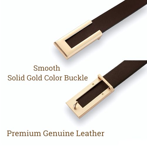 CaserBay Women's Belt Soft Genuine Leather Belts Waist Belt Gold Solid Color Buckle Waistband For Pants, Jeans, Burgundy, For Waist 29"- 31", Women Size S-M, 4-6 - Image 4