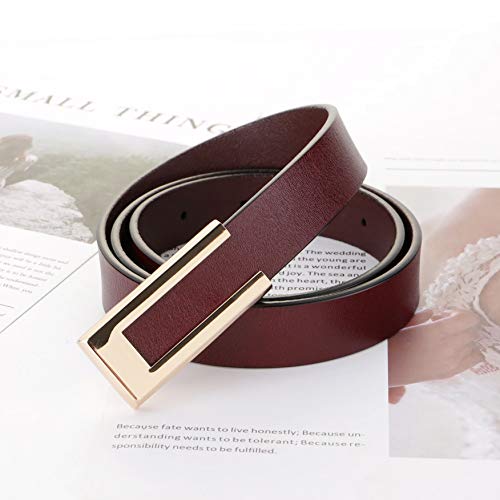 CaserBay Women's Belt Soft Genuine Leather Belts Waist Belt Gold Solid Color Buckle Waistband For Pants, Jeans, Burgundy, For Waist 29"- 31", Women Size S-M, 4-6 - Image 2