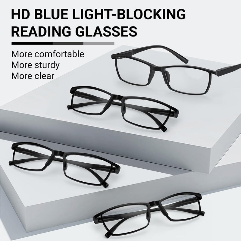 TERAISE 4PCS Fashion Anti-blue light Reading Glasses Men Women Computer Reader(2.25X) - Image 2