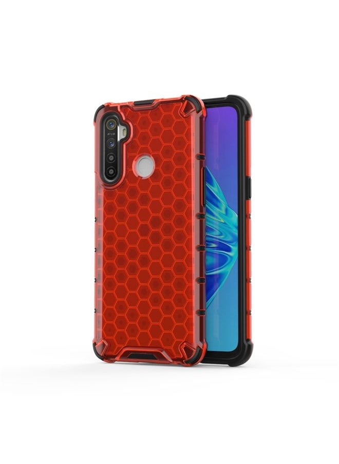 HuHa Case Cover For Realme 5i Shockproof Honeycomb PC + TPU Case Red 