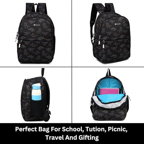 HYDER Kids 20L Zippy Dinosaur Backpack Best Stylish Waterproof Lightweight Casual/Picnic/Tuition/School Bag for Children Boys And Girls (Black) - Image 2