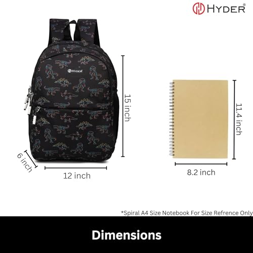 HYDER Kids 20L Zippy Dinosaur Backpack Best Stylish Waterproof Lightweight Casual/Picnic/Tuition/School Bag for Children Boys And Girls (Black) - Image 5