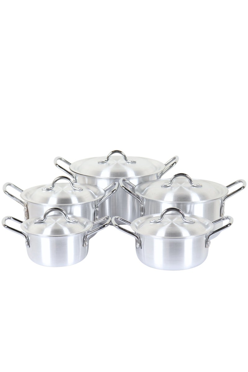 هوم فيو طقم قدور ألمنيوم باكستاني فاخر – 10 قطع ( خمسة قدور ) بمقابض قوية وأغطية محكمة - Image 2