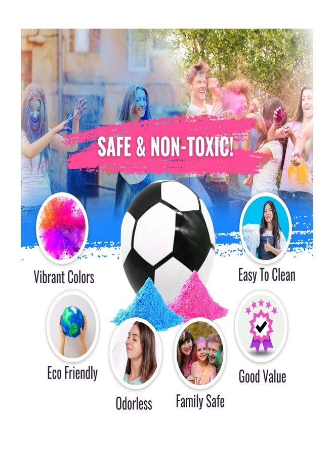 Color Blaze كرة قدم للكشف عن جنس المولود من كولور بليز - كرة مقاس 5.5 بوصة مزينة بمسحوق ملون باللونين الوردي والأزرق - مثالية لحفلات الكشف عن جنس المولود في الهواء الطلق - استخدميها لتزيين الحفلات بطريقة ممتعة وأفكار رائعة - Image 4