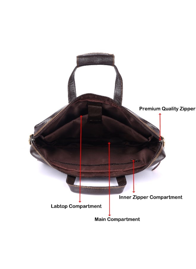 LAVERI LEATHER LAVERI Laptop Bag for Men - Leather Messenger Bag for Office - Fits up to 15 Inch Laptop - Shoulder Bag with Multiple Compartments - Executive Leather Bag for Work/Travel/Casual  - 2869  - Image 1
