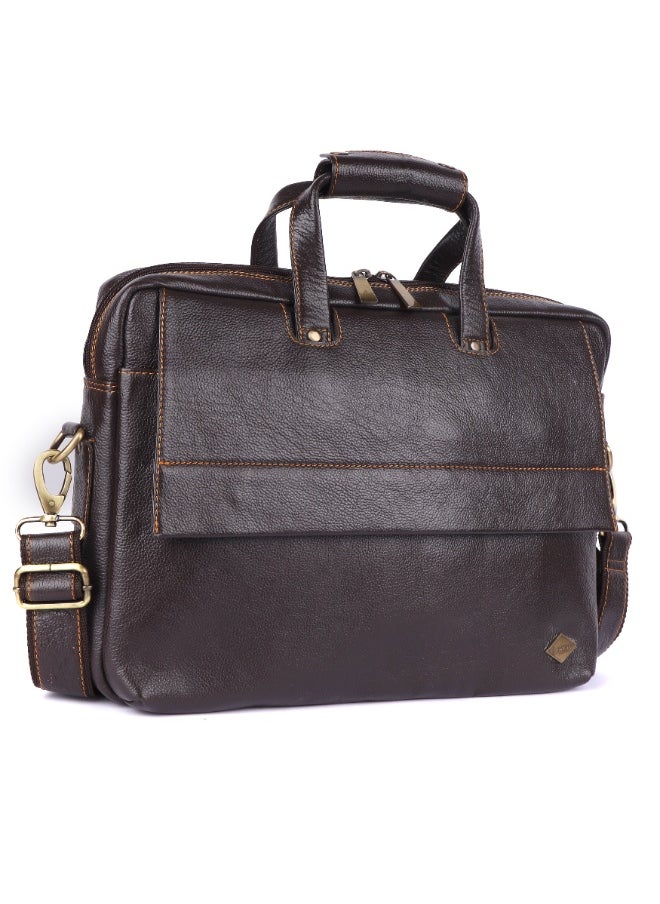LAVERI LEATHER LAVERI Laptop Bag for Men - Leather Messenger Bag for Office - Fits up to 15 Inch Laptop - Shoulder Bag with Multiple Compartments - Executive Leather Bag for Work/Travel/Casual  - 2869  - Image 2