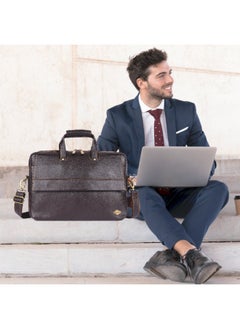 ليفراي حقيبة كمبيوتر محمول من الجلد الطبيعي للرجال والنساء من LAVERI® - تناسب حتى 15.6 بوصة حقيبة مكتب من جلد البقر حقيبة كروس بودي للأعمال حقيبة تنفيذية لجهاز iPad Macbook حزام كتف قابل للتعديل جودة ممتازة  - Image 4
