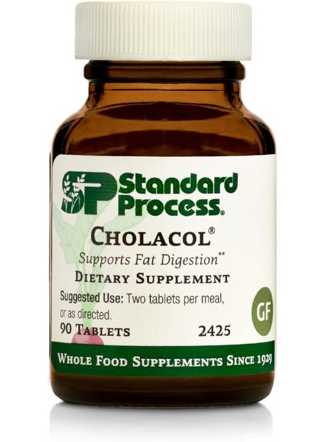 Standard Process Inc. Cholacol - Gallbladder Support Supplement - Fat Digestion Supplement for Digestive Health & Bile Support - Gluten-Free, Non-Dairy & Non-Soy - 90 Tablets - Image 1