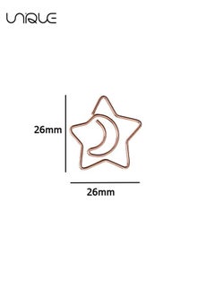 Unique 60 Pcs Moonstar Shape Paper Clips with Clear Box - Rose Gold and Yellow Gold - Funny Cute Paperclips Bookmarks Planner Clips for Fun Office Supplies School Gifts Wedding Decoration  - Image 2