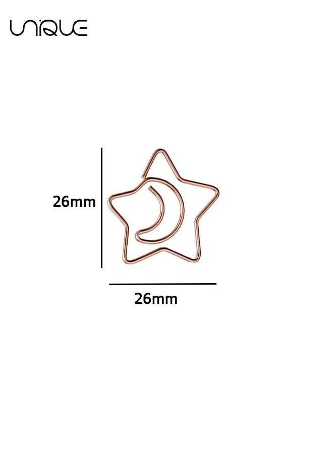 Unique 60 Pcs Moonstar Shape Paper Clips with Clear Box - Rose Gold and Yellow Gold - Funny Cute Paperclips Bookmarks Planner Clips for Fun Office Supplies School Gifts Wedding Decoration  - Image 2