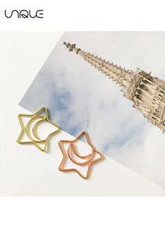 Unique 60 Pcs Moonstar Shape Paper Clips with Clear Box - Rose Gold and Yellow Gold - Funny Cute Paperclips Bookmarks Planner Clips for Fun Office Supplies School Gifts Wedding Decoration  - Image 4