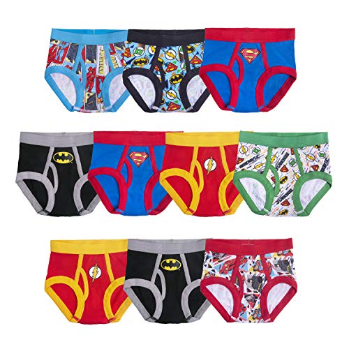 DC Comics 100% Cotton Briefs with Prints Including Superman, Batman, The Flash Logos, Sizes 2/3T, 4T, 4, 6, 8 - Image 1