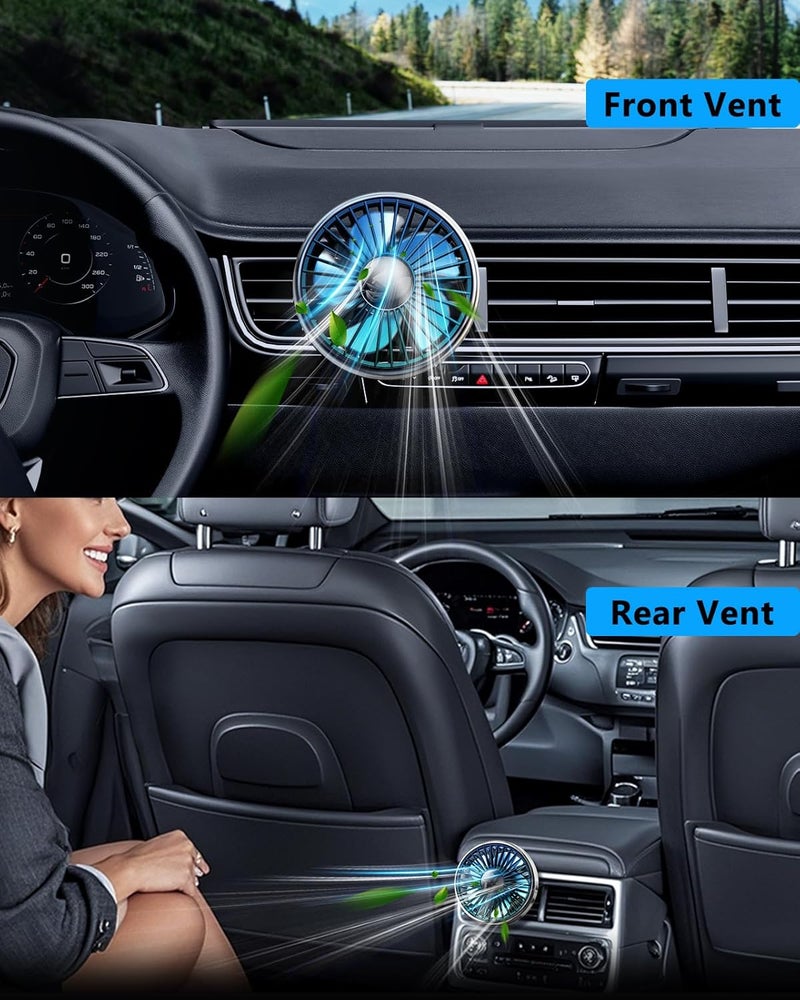 DICMKY Usb Car Vent Fan for Air Vents Mounted with Colorful Light, 360° Rotatable Clip Fans That Blow Cold Air, Small Cooler Mini Fan Silent, Air Vent Booster for Vehicle, Van, Truck, Suv, Rv - Image 3