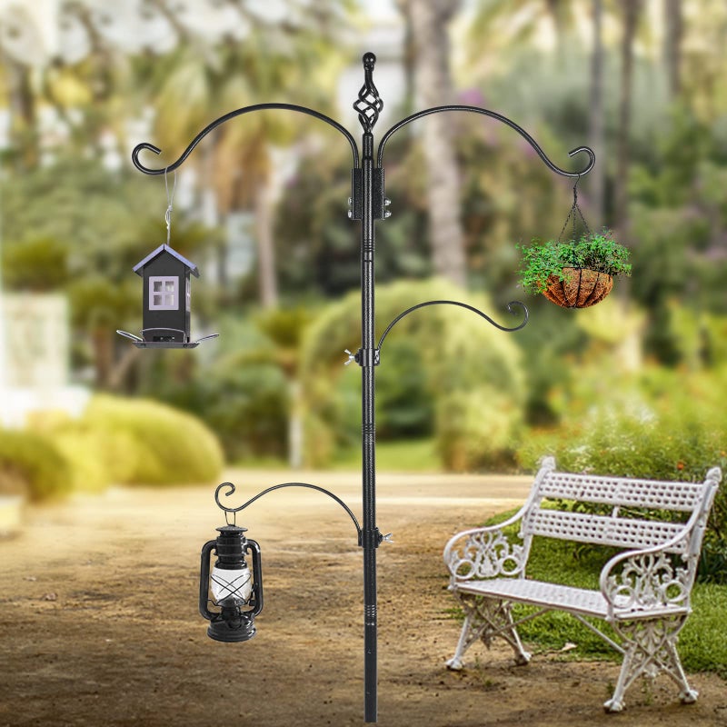 Highpro Bird Feeding Station Feeder Pole - Multi Hook 63 inches Stand for Watching Attracting Wild Bird Outdoor Hanging Pole by Highpro, 5-Prong Anchor Base - Image 2