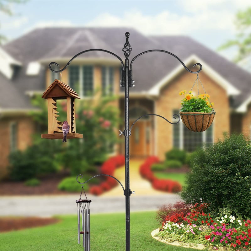 Highpro Bird Feeding Station Feeder Pole - Multi Hook 63 inches Stand for Watching Attracting Wild Bird Outdoor Hanging Pole by Highpro, 5-Prong Anchor Base - Image 3