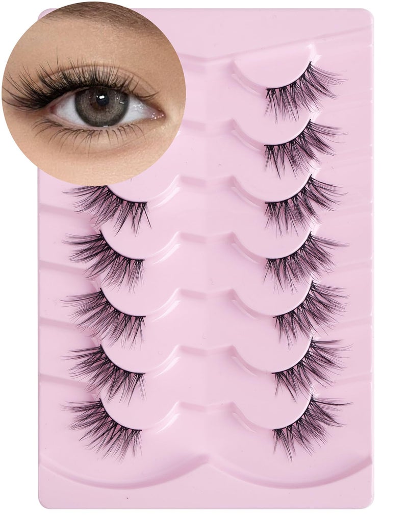 Onlyall Half Eyelashes Corner Lashes Natural Lashes Half Lashes Wispy End Lashes Corner Eyelashes 3/4 Lashes 7 Pairs C18 - Image 1