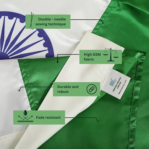 SWATRIC Indian Flag by IIT Delhi Startup | Size (8 ft x 12 ft) All Weather Flag, Fade Resistant, Double Stitched Tiranga, Satin Fabric - Image 2