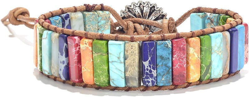 sedmart 7 Chakra Bracelets for Women with Real Stones Leather Wrap Healing Bead Bracelet Women Men Boho Friendship Jewelry - Image 2