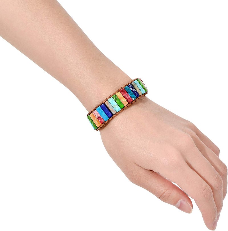 sedmart 7 Chakra Bracelets for Women with Real Stones Leather Wrap Healing Bead Bracelet Women Men Boho Friendship Jewelry - Image 3