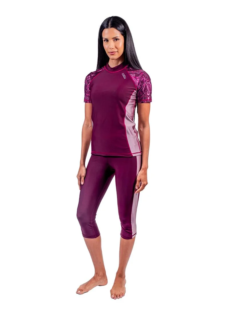 COEGA SUNWEAR COEGA Ladies Rashguard Short Sleeve - Maroon Marble