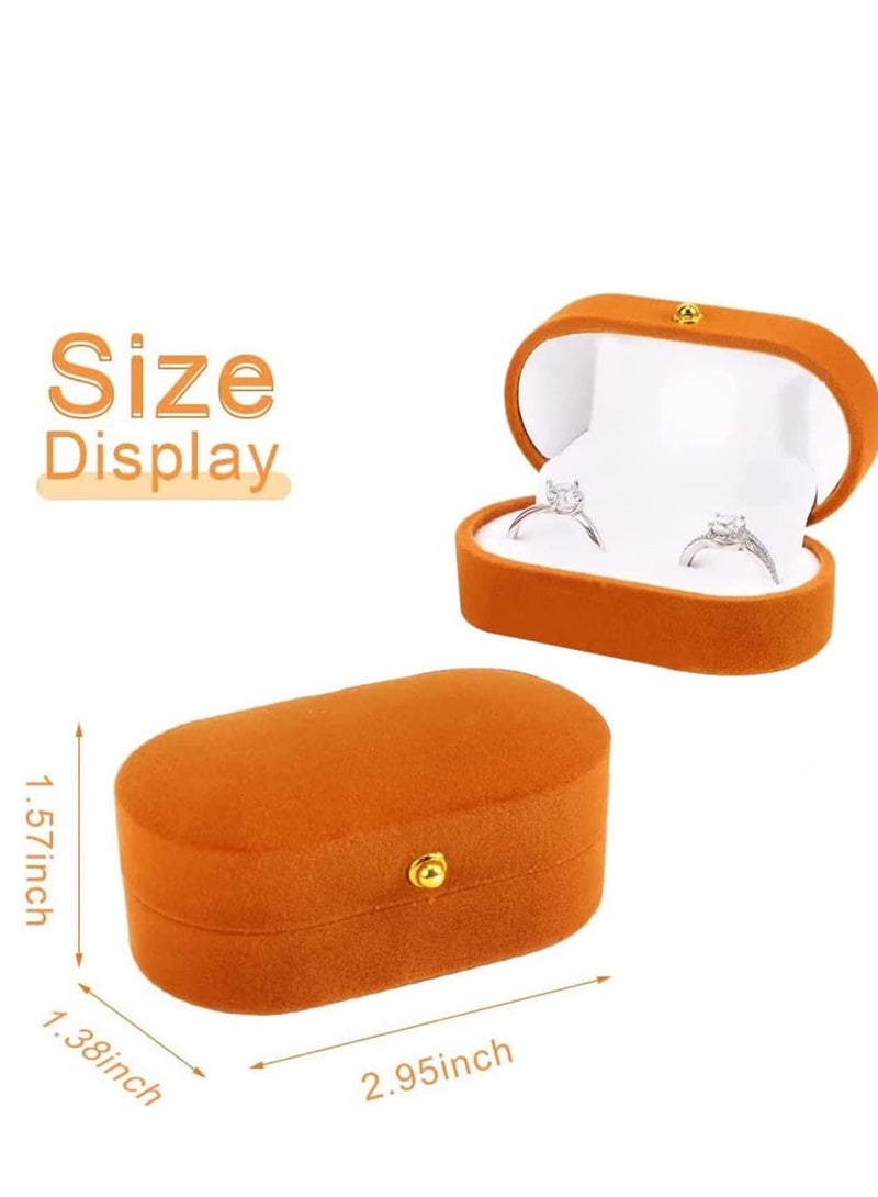 SOLARAE Velvet Ring Box For Jewelry Gift Wedding Oval Bearer Classic Storage Anniversary Engagement Ceremony Birthday Orange - Image 4