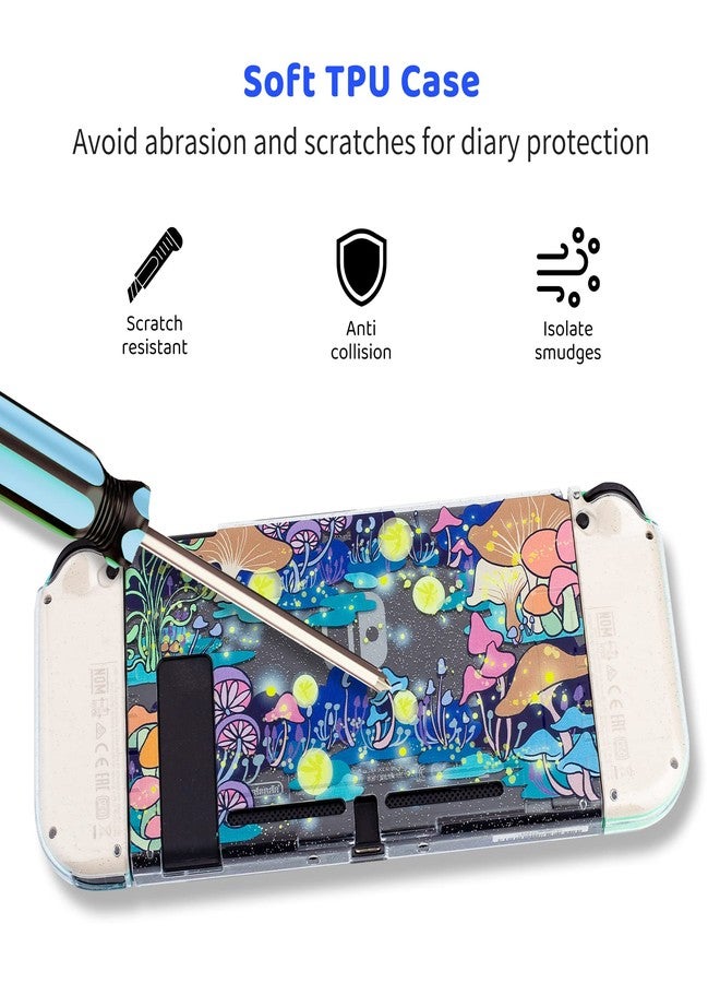 RHOTALL Cute Clear Hard Case Compatible with Nintendo Switch, Glitter Protective Cover Accessories for Switch Console and Joycon Controller with Anti-Scratch Design - Glowworm - Image 2