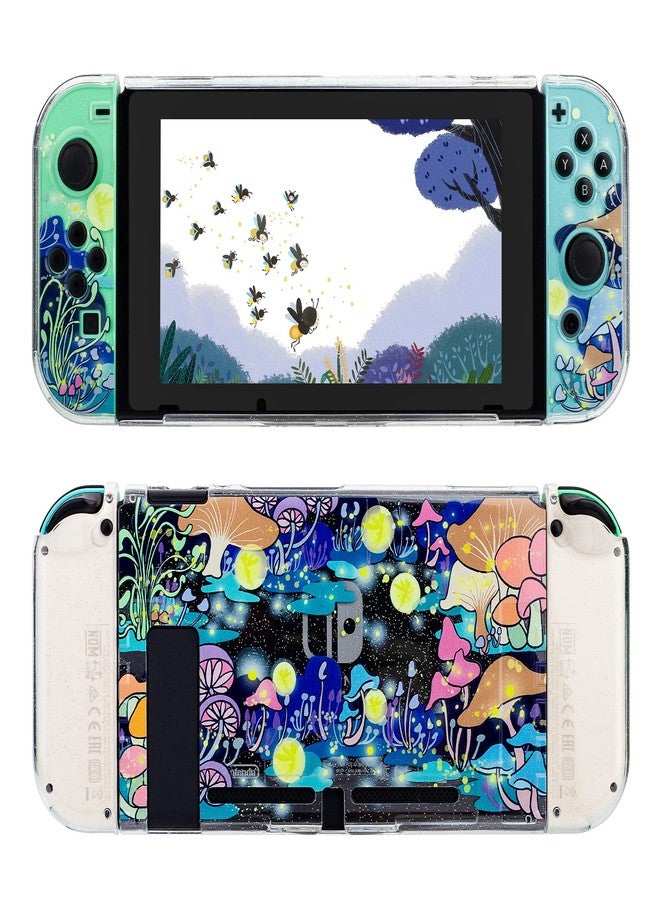 RHOTALL Cute Clear Hard Case Compatible with Nintendo Switch, Glitter Protective Cover Accessories for Switch Console and Joycon Controller with Anti-Scratch Design - Glowworm - Image 1
