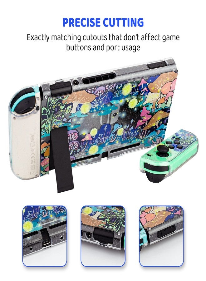 RHOTALL Cute Clear Hard Case Compatible with Nintendo Switch, Glitter Protective Cover Accessories for Switch Console and Joycon Controller with Anti-Scratch Design - Glowworm - Image 4
