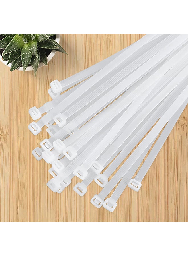 Nylon Cable Ties 100 Pack White Various Sizes Multi-Purpose Self-Locking Nylon Cable Cord Management Suitable For Home, Office, Garden, Workshop Plastic Cable Ties Length 400mm  - Image 1
