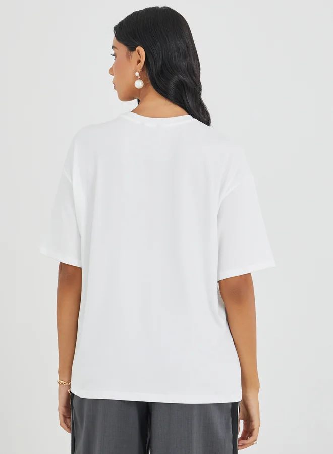 Take Two Take Two Graphic Print Round Neck Oversized T-Shirt