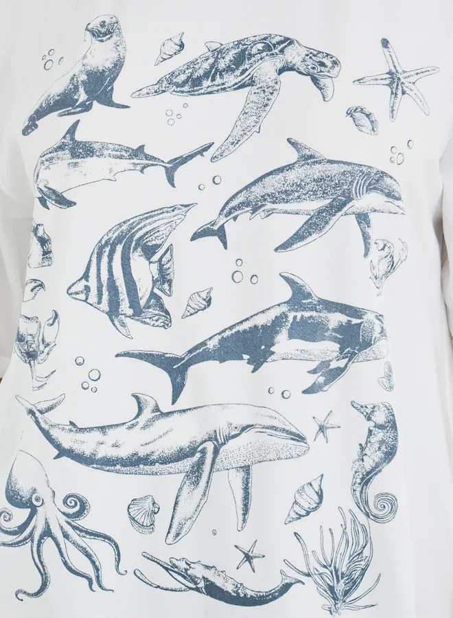 Take Two Take Two Graphic Print Round Neck Oversized T-Shirt