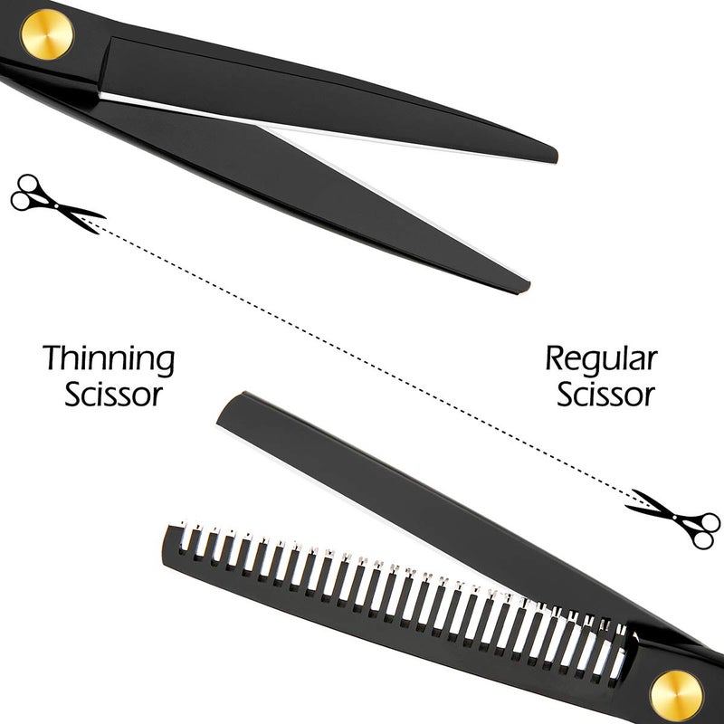 Himart Professional Home Hair Cutting Kit Home Haircutting Scissors Barber/Salon/Home Thinning Shears Kit with Comb and Case Black Cape for Men Women - Image 2