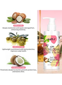 Goiple 3-In-1 Styling Cream for Flyaways Styling Hair Cream for Frizz Hair- Hair Styling Cream for Slick Back Hair Add Shine Smoothes Anti-Frizz Cream to Define All Hair Types & Curly Brush Trident Handle  - Image 4