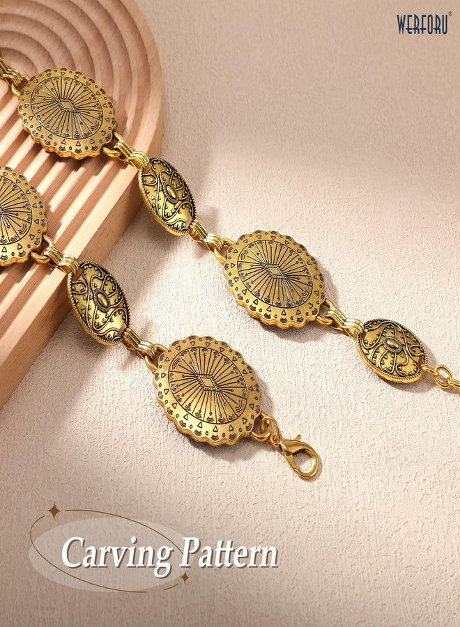 WERFORU 2 Pack Western Concho Belts for Women Metal Chain Belts for Jeans Cowgirl Waist Chain Concert Outfit - Image 3