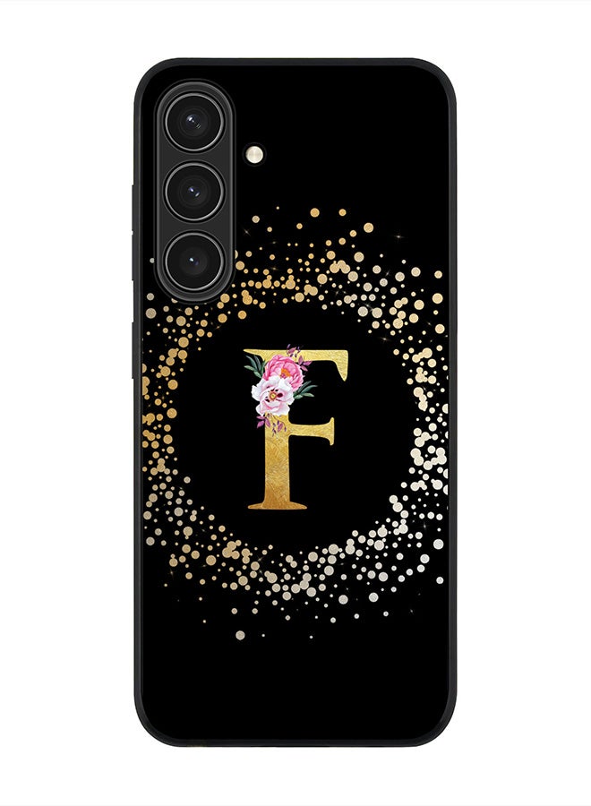 Stylizedd For Samsung Galaxy S25+ / S25 Plus 5G Case,Slim fit Camera Protection, Shockproof Thin Phone cover  - Custom Monogram Floral - F ( Black ) - Image 1